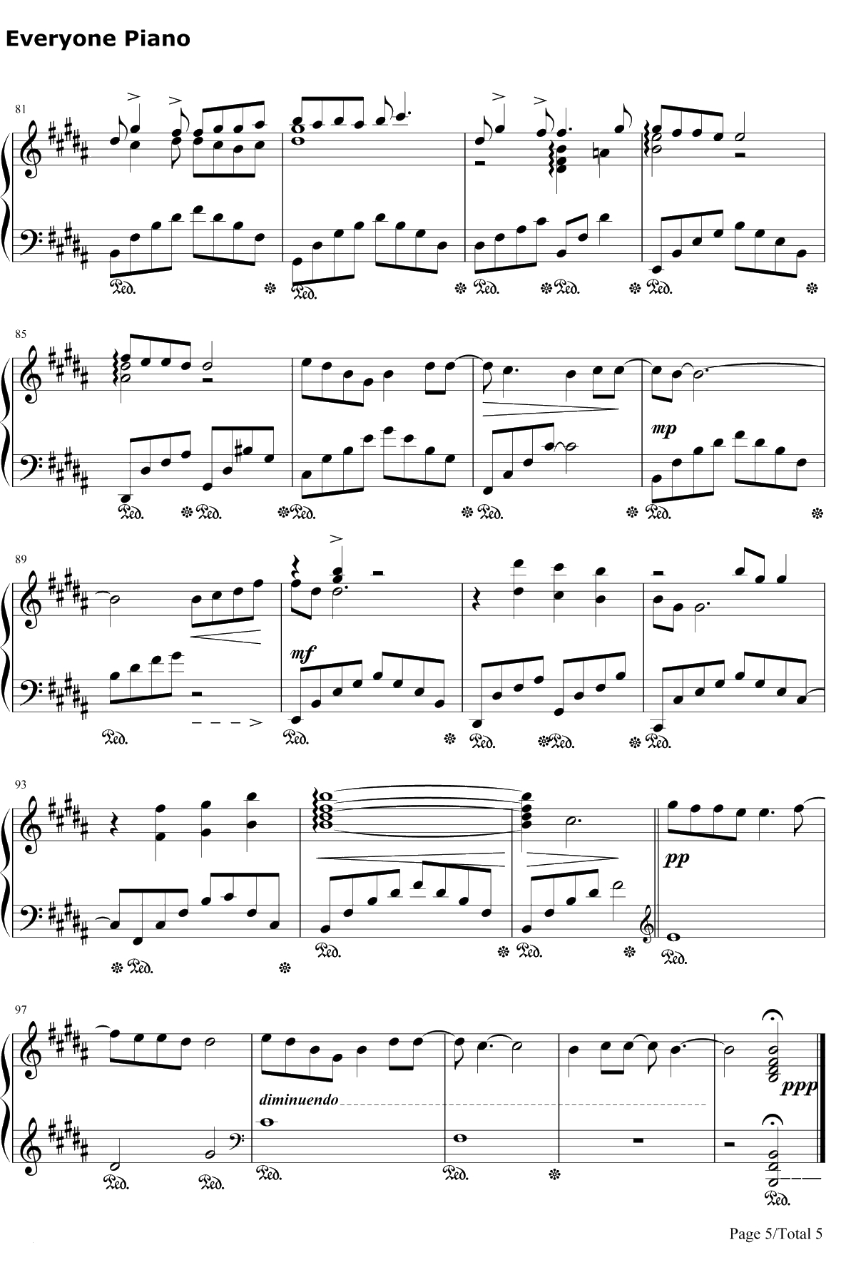 蜀绣 钢琴谱-李宇春5