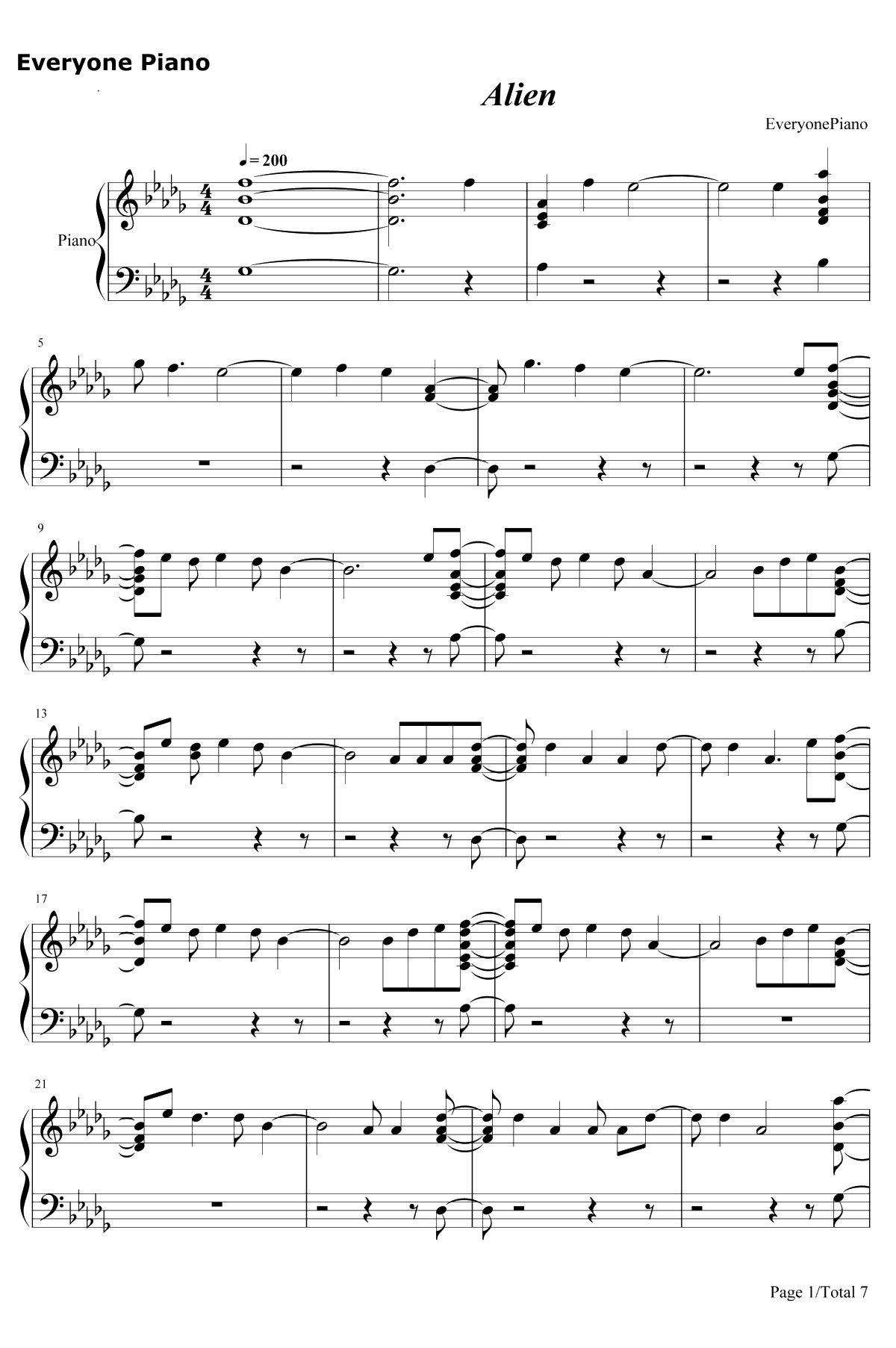 Alien钢琴谱-Jonas Blue / Sabrina Carpenter1