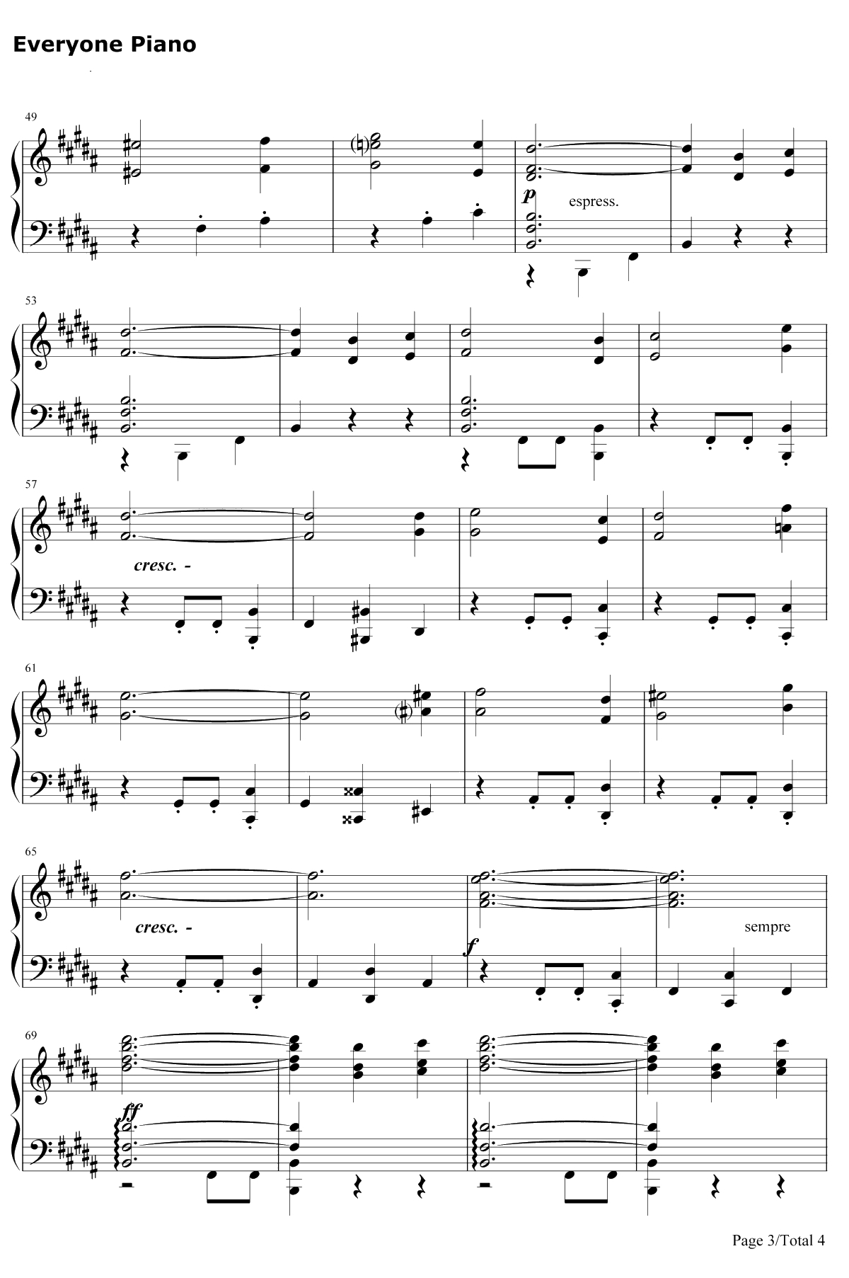 B大调第一钢琴三重奏钢琴谱-勃拉姆斯3