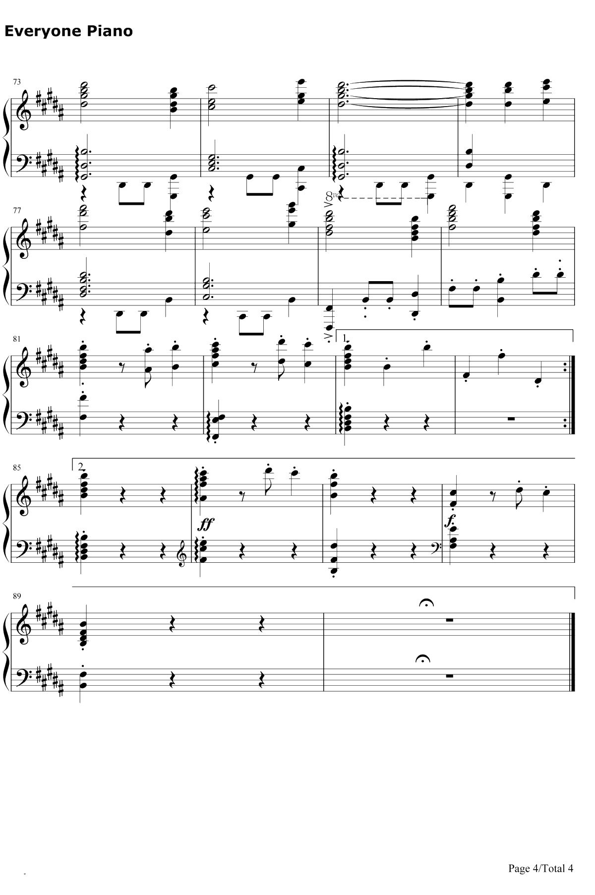 B大调第一钢琴三重奏钢琴谱-勃拉姆斯4