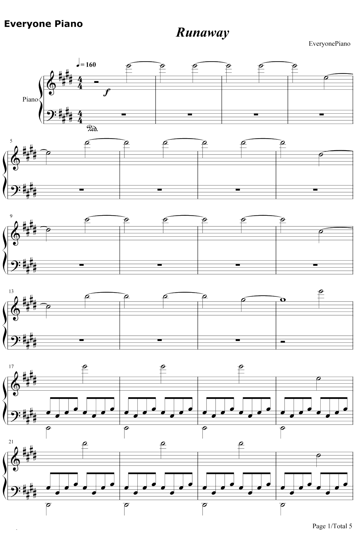 Runaway钢琴谱-Kanye West1