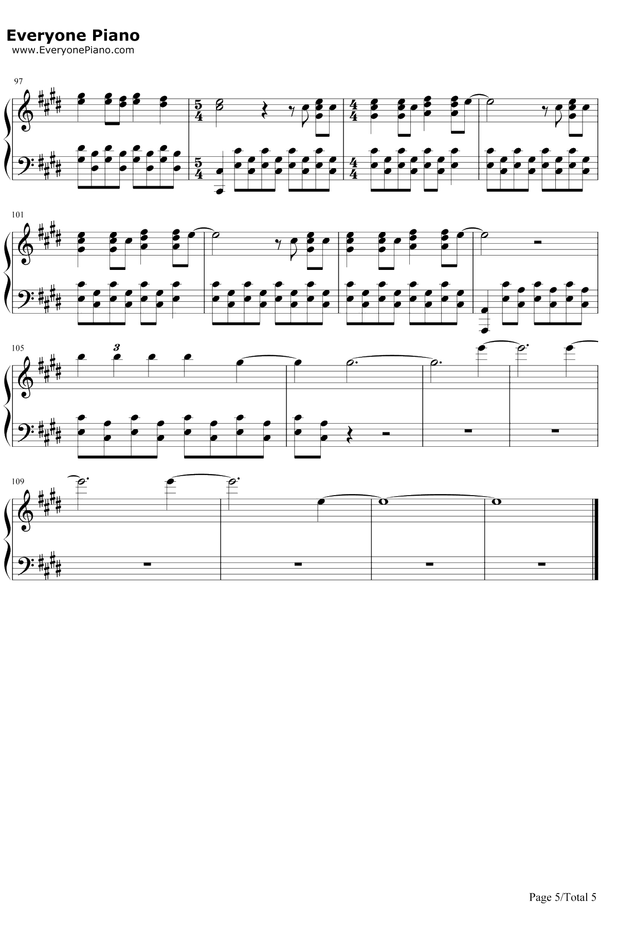 Runaway钢琴谱-Kanye West5