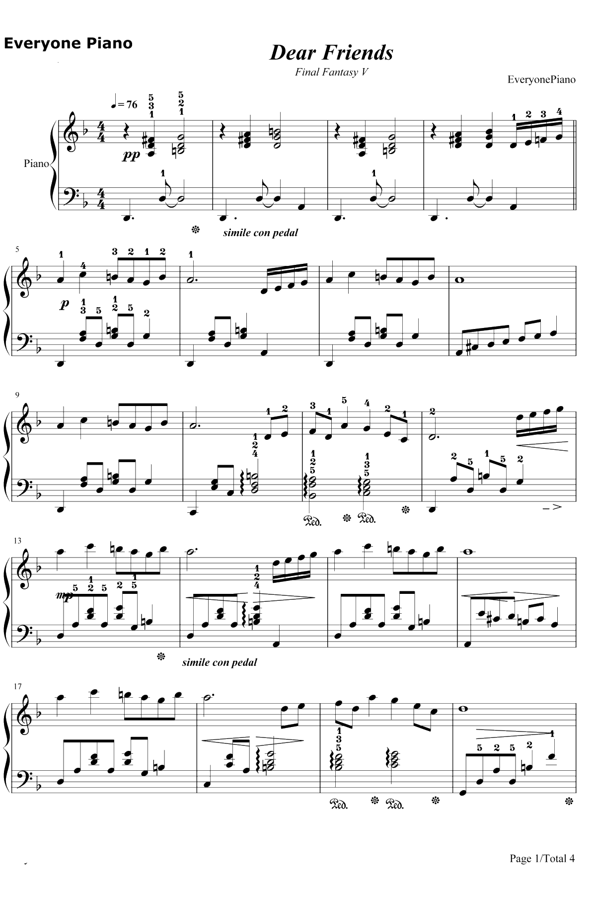 Dear Friends钢琴谱-植松伸夫1