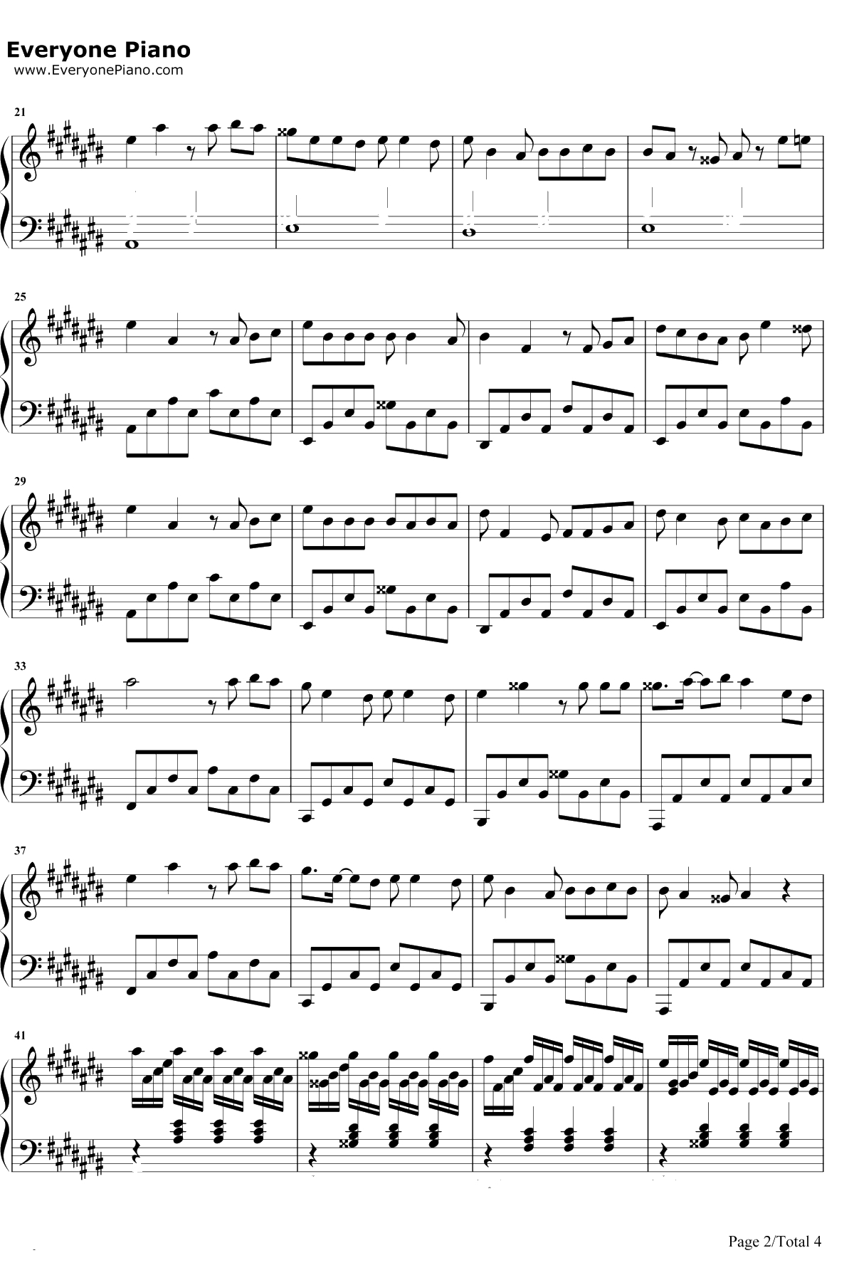 易燃易爆炸 钢琴谱-华晨宇2