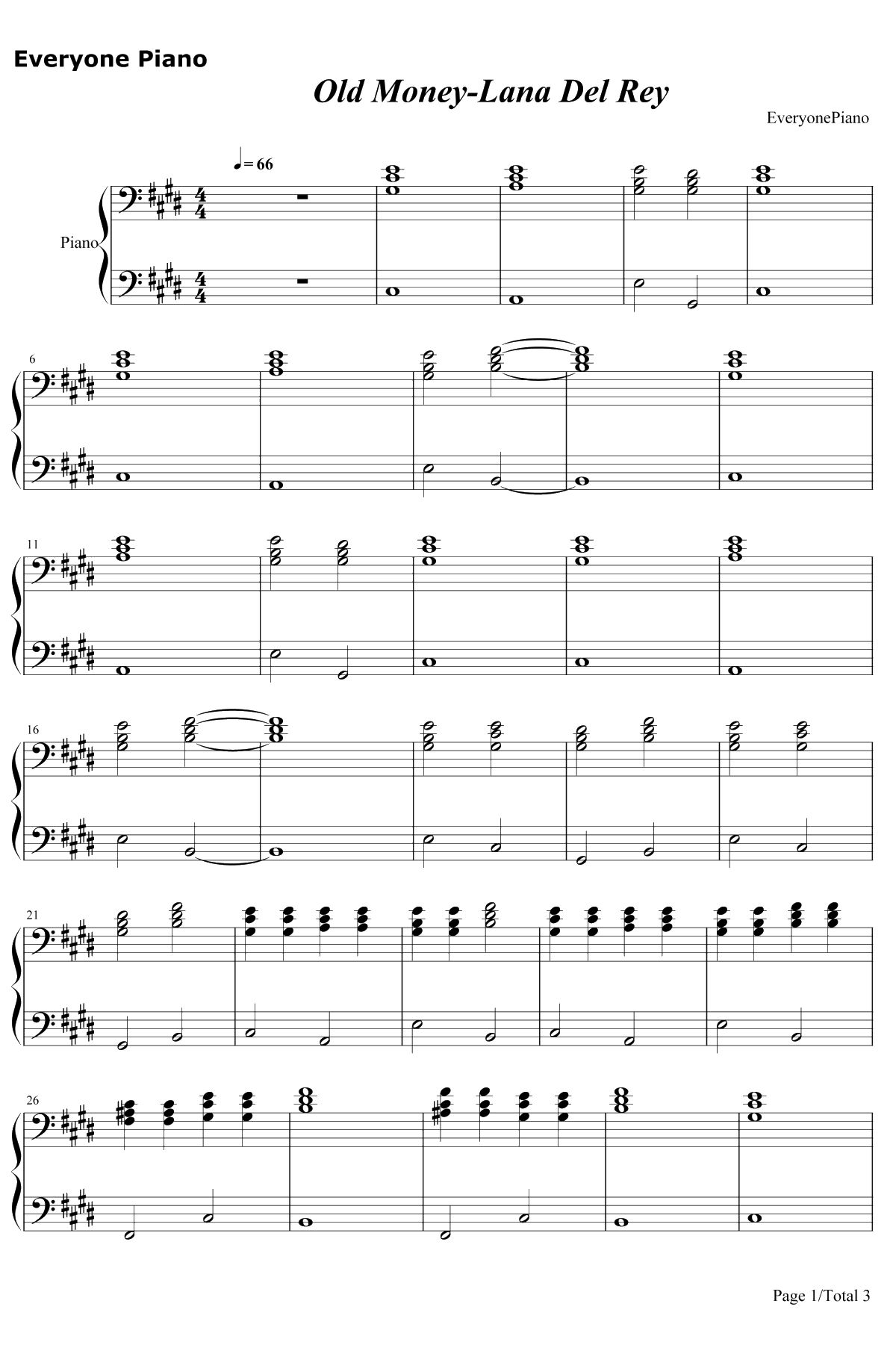 Old Money 钢琴谱-Lana Del Rey1