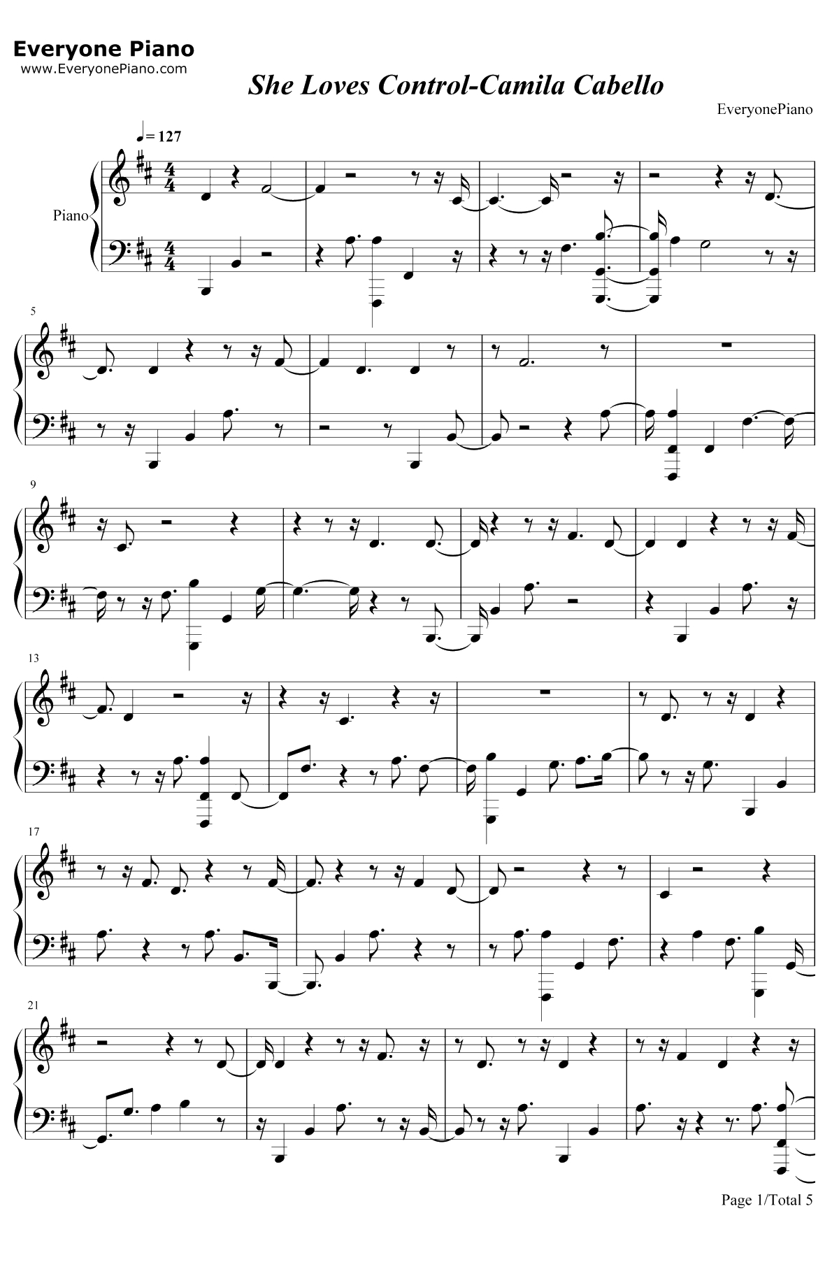 She Loves Control钢琴谱-Camila Cabello1