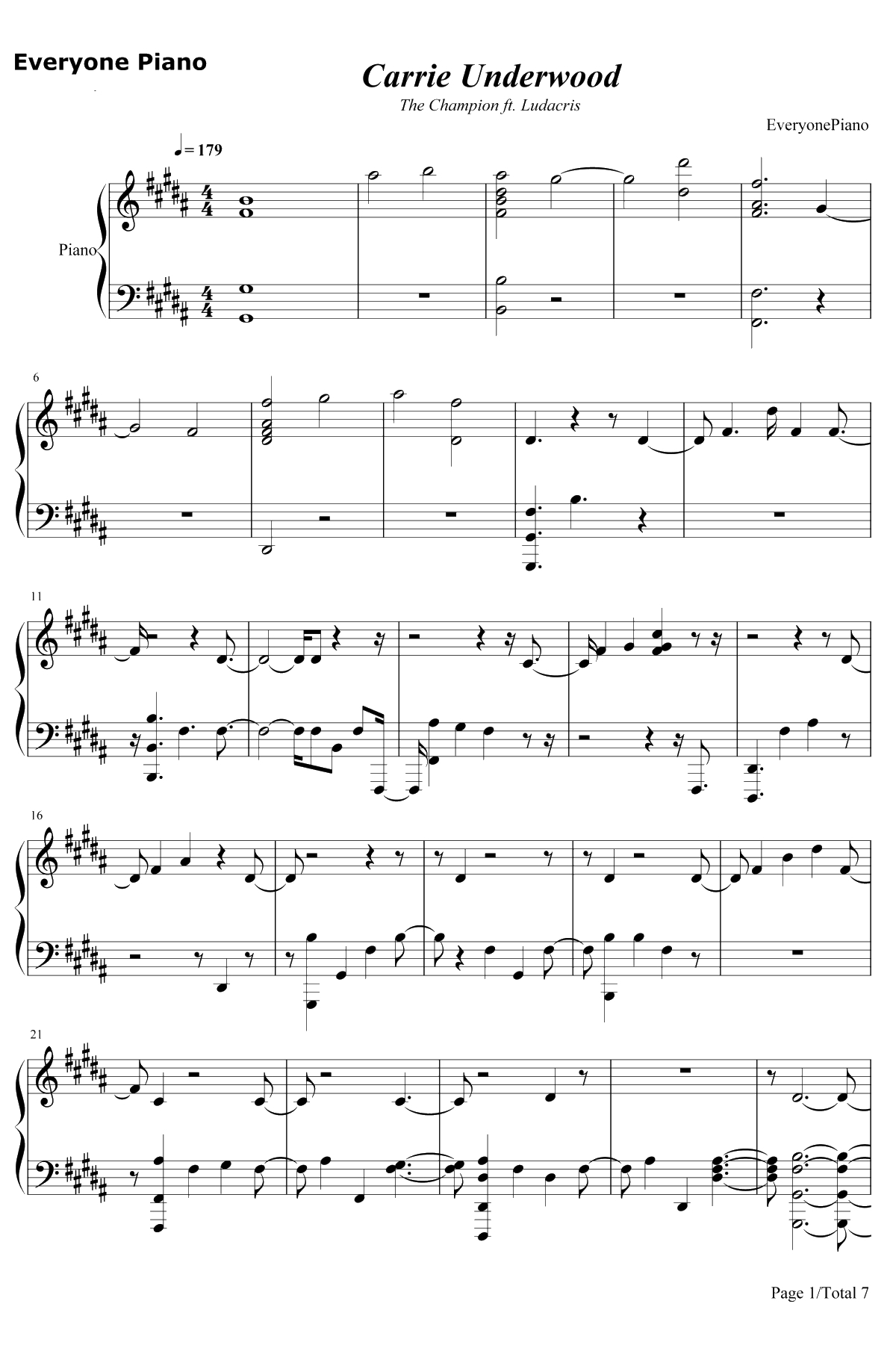 The Champion钢琴谱-Carrie Underwood / Ludacris1