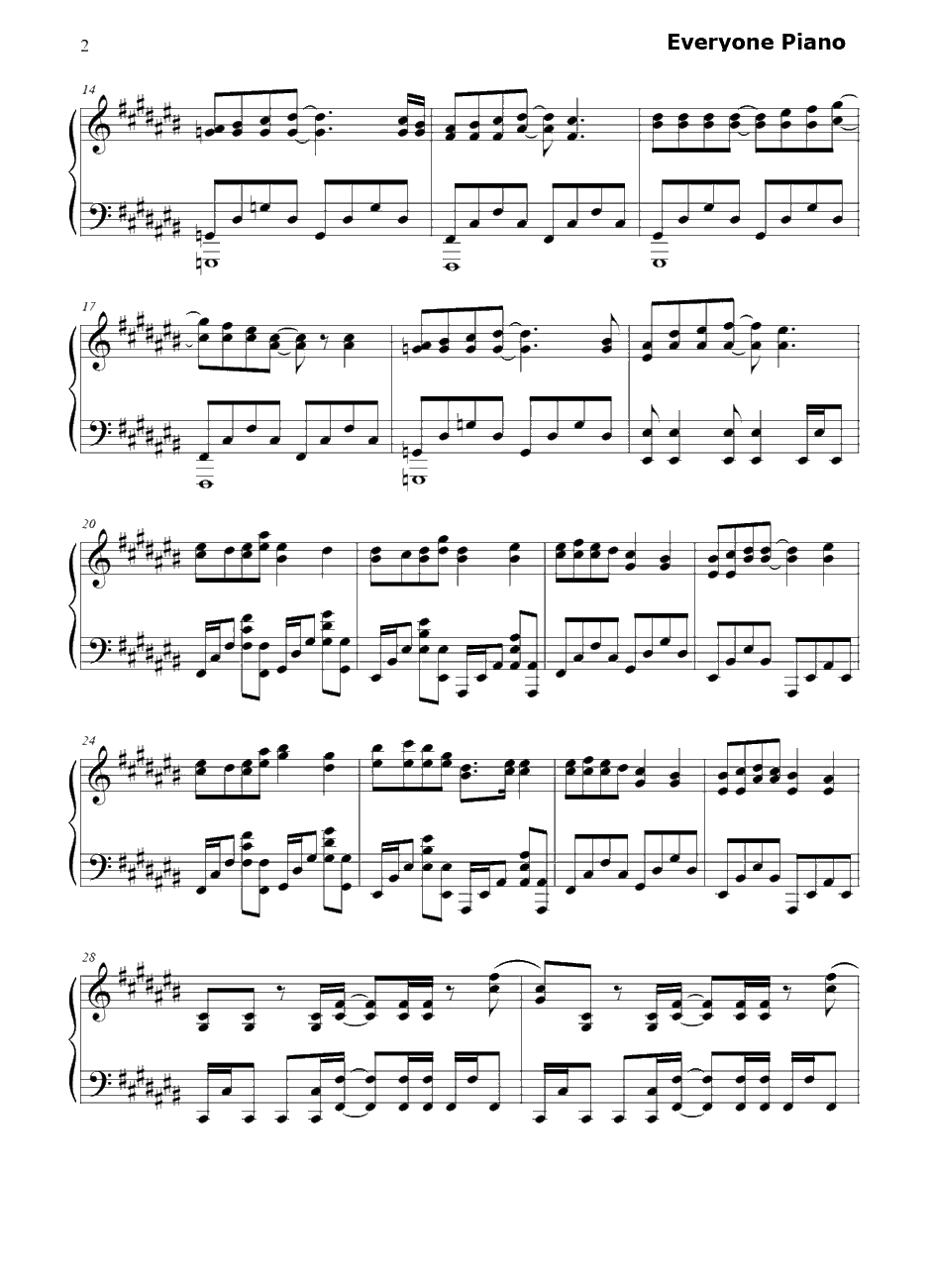 钟を鸣らして钢琴谱-BONNIEPINK-薄暮传说主题曲2