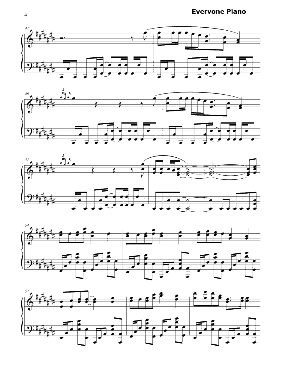 钟を鸣らして钢琴谱-BONNIEPINK-薄暮传说主题曲4