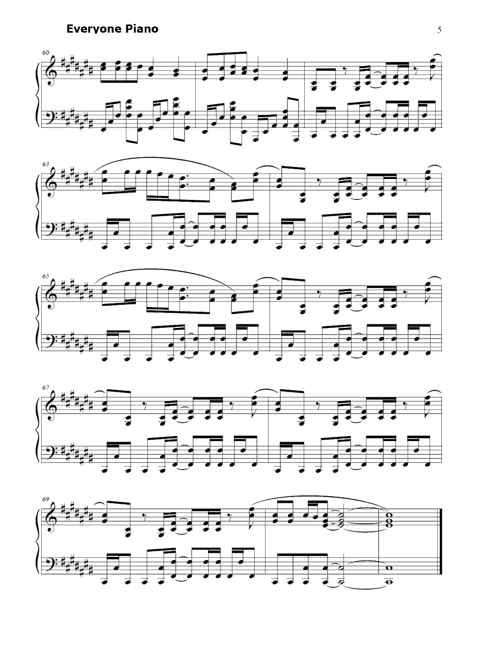 钟を鸣らして钢琴谱-BONNIEPINK-薄暮传说主题曲5