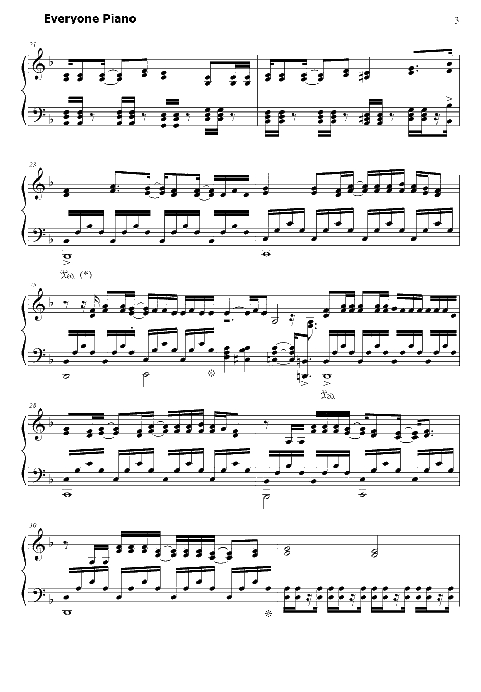 Core Pride钢琴谱-UVERworld-青之驱魔师OP13