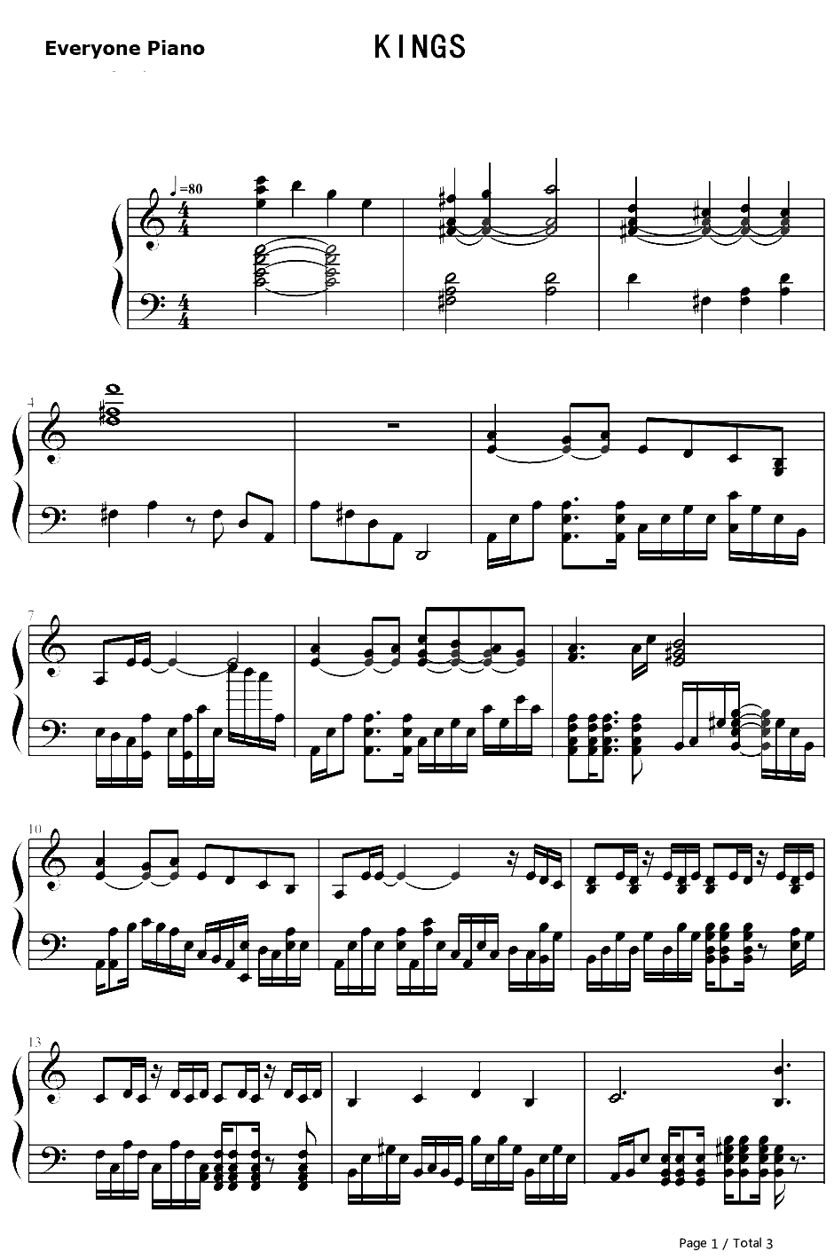 KINGS钢琴谱-angela1
