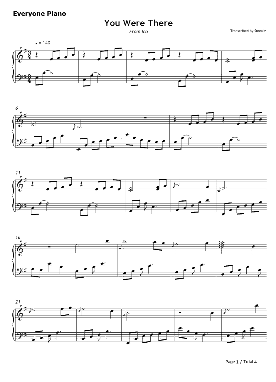 You Were There钢琴谱-StevenGeraghty-古堡迷踪ED-ICOED1