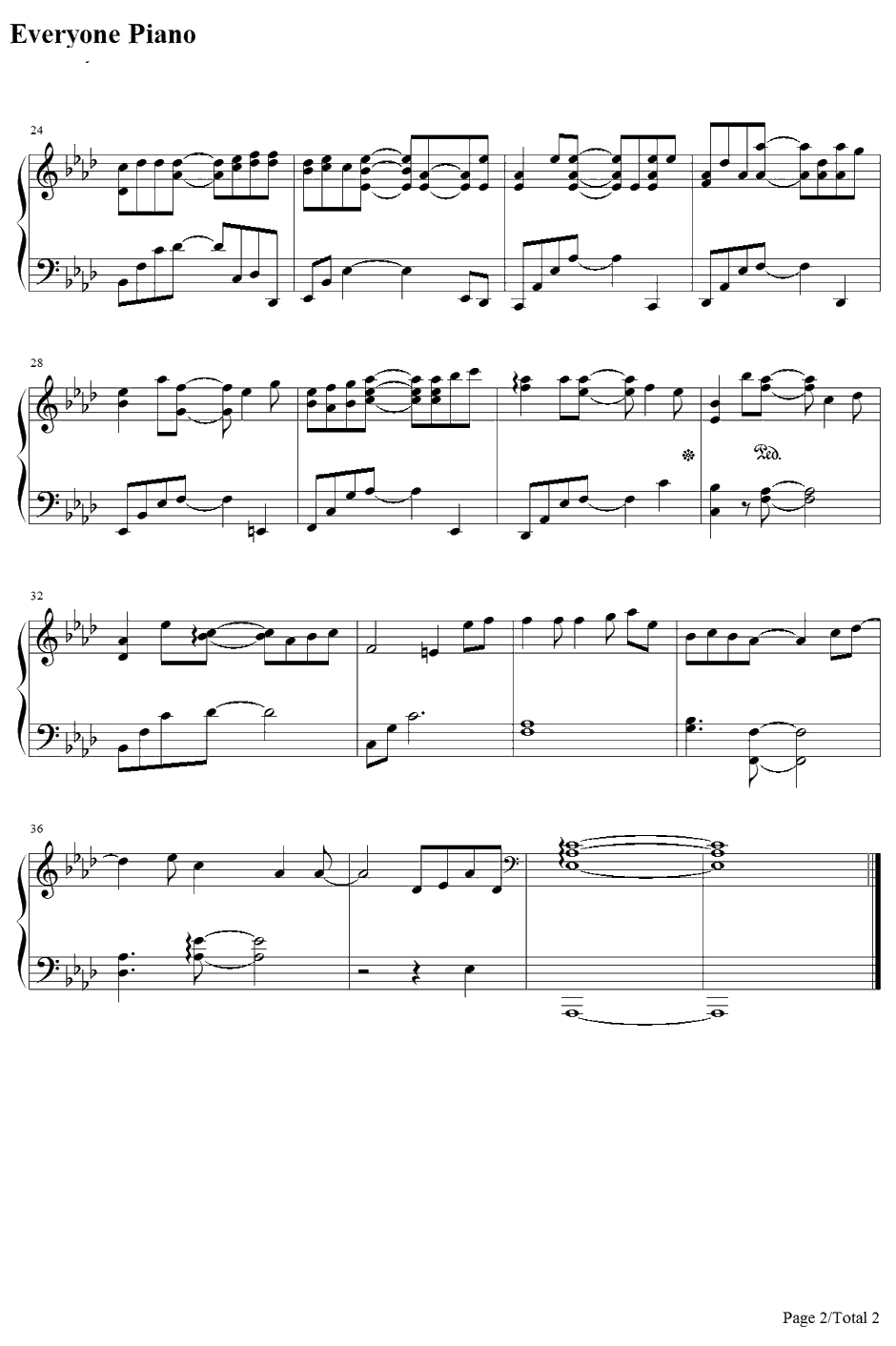 ツキヨミ钢琴谱-phatmansafterschool-夜樱四重奏～花之歌～ED2