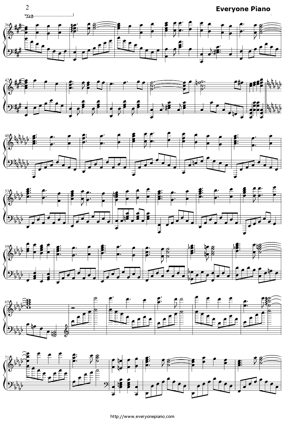 Believe钢琴谱-Kalafina-Fate/staynight第二作ED2