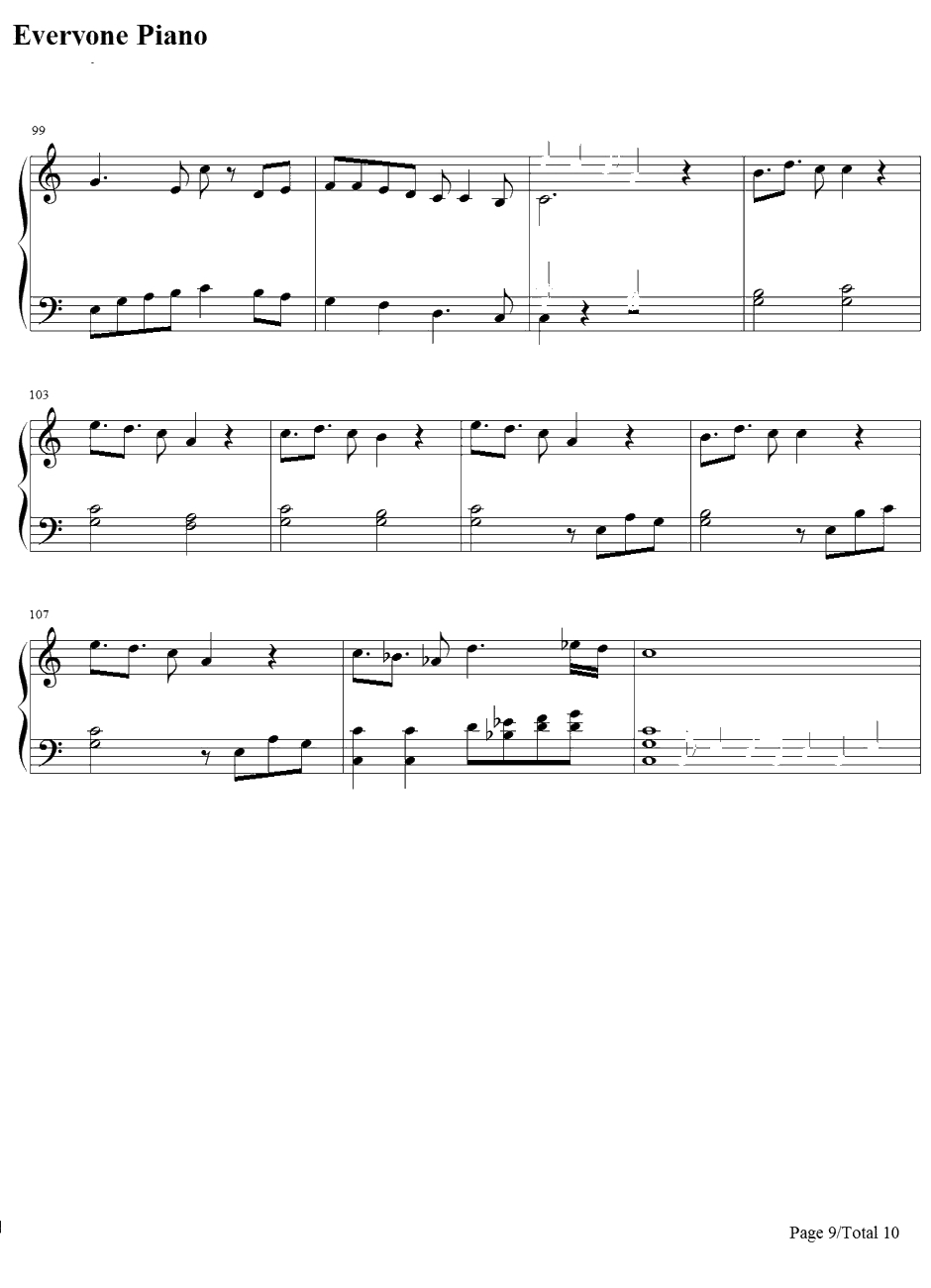 突然钢琴谱-FIELDOFVIEW9