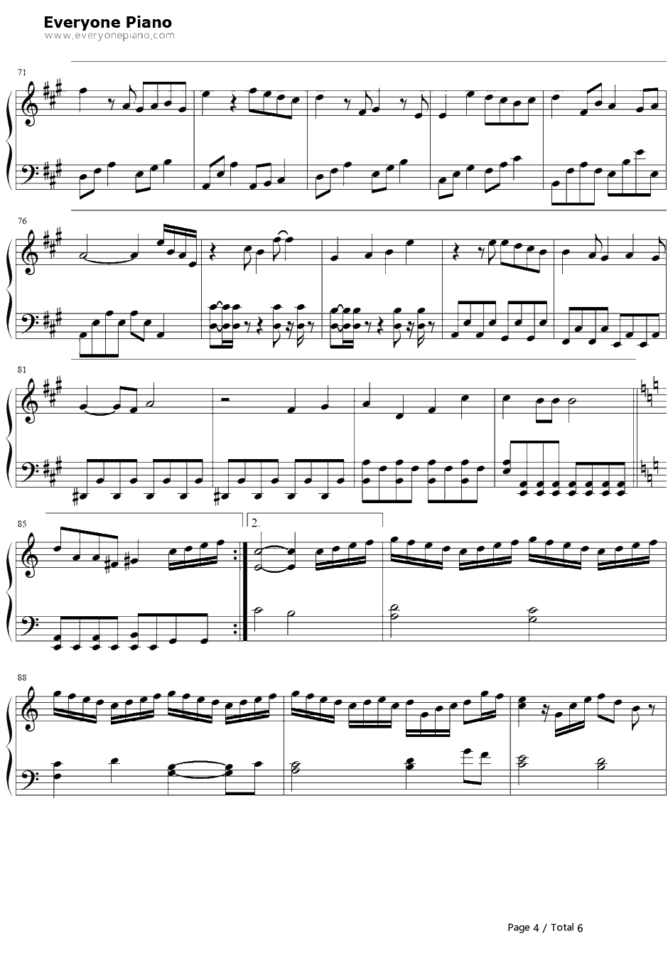 キミの梦を见ていた钢琴谱-岚4