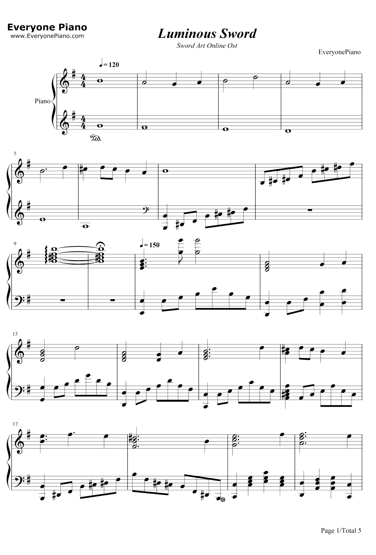 Luminous Sword钢琴谱-梶浦由记-刀剑神域OST1