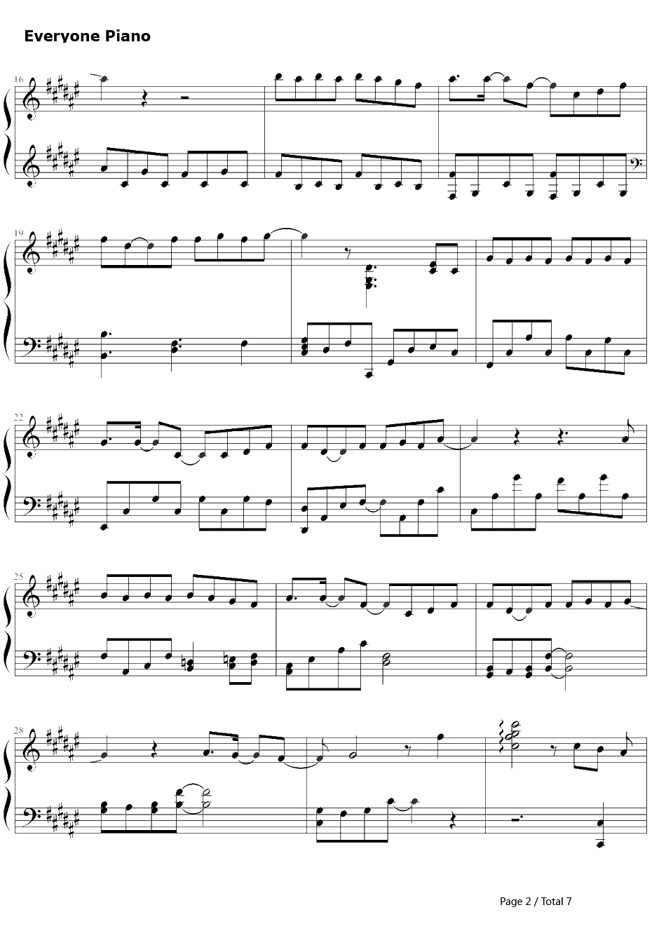 好好过钢琴谱-胡歌-风中奇缘插曲2