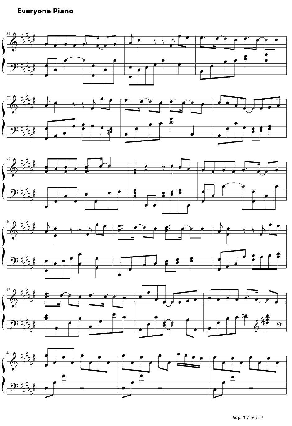 好好过钢琴谱-胡歌-风中奇缘插曲3