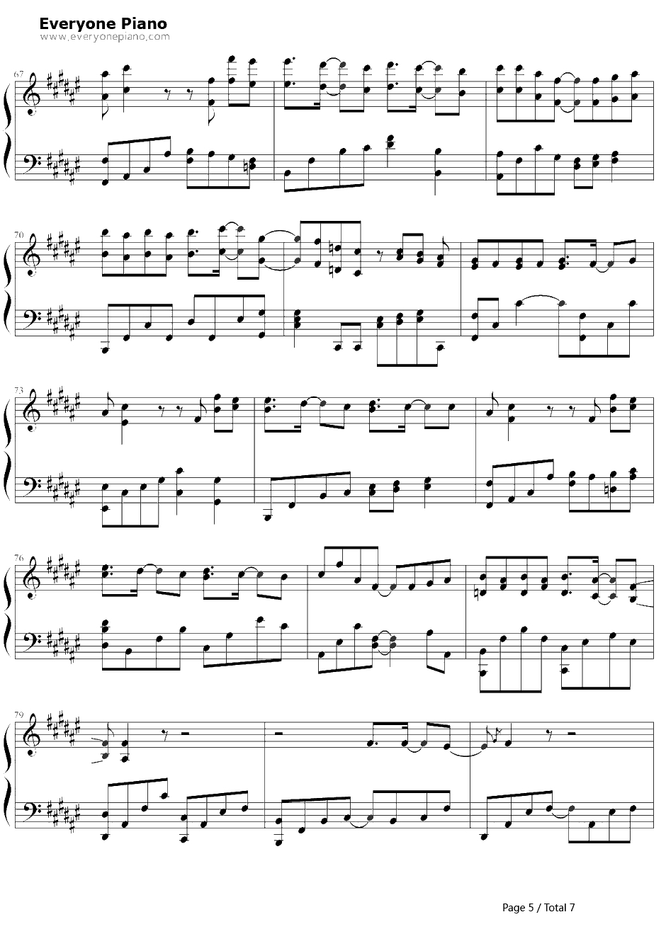 好好过钢琴谱-胡歌-风中奇缘插曲5