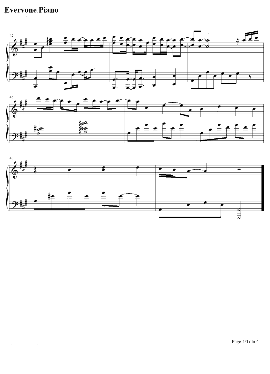 有一种勇气叫放弃钢琴谱-丁当-风中奇缘片尾曲4