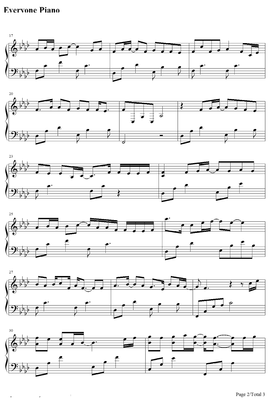 听钢琴谱-张杰-美人制造插曲2