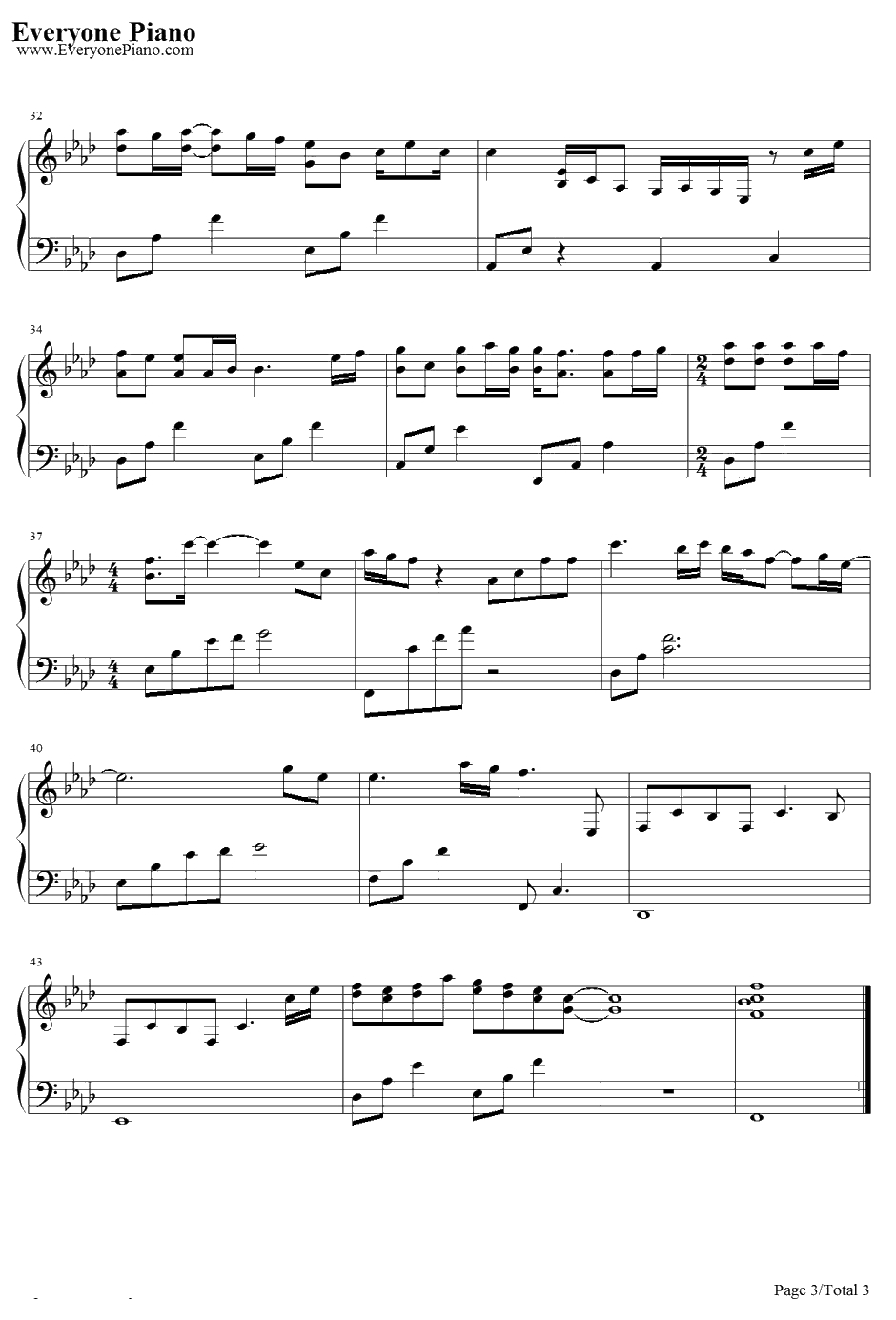 听钢琴谱-张杰-美人制造插曲3