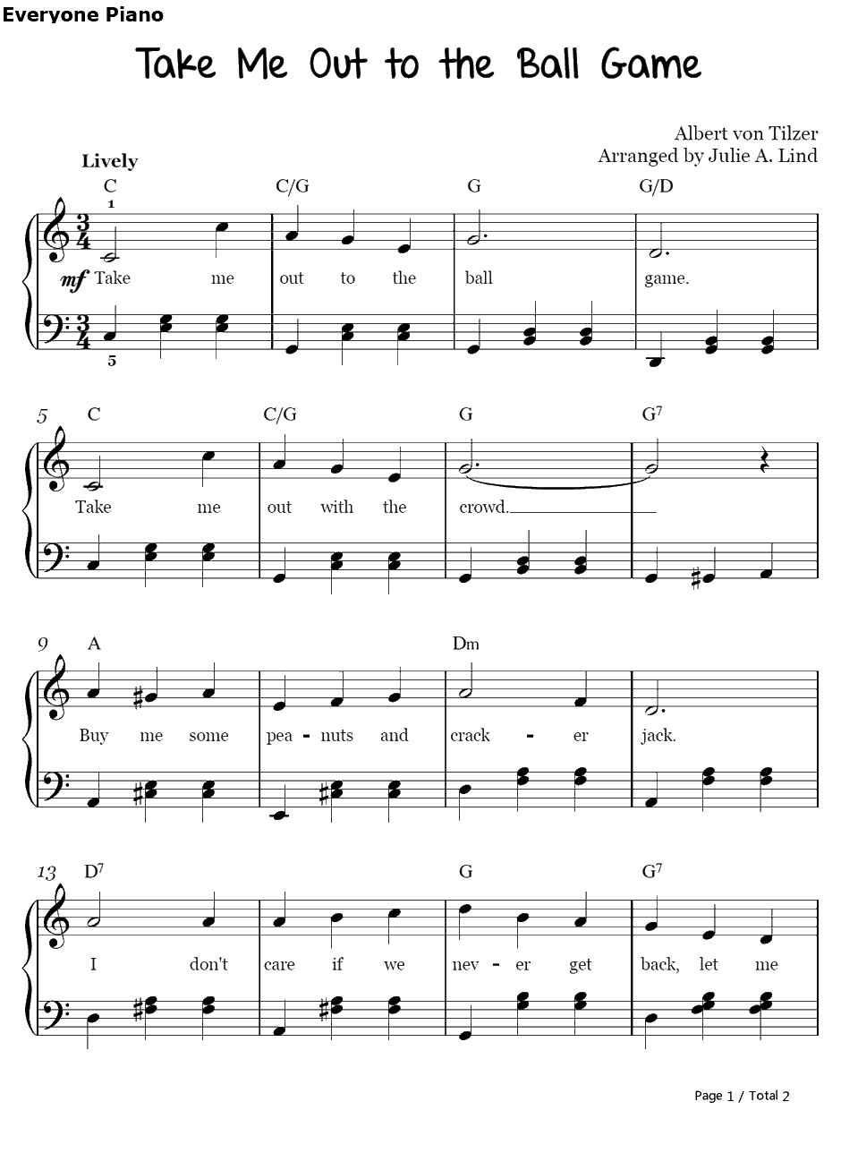 Take Me Out to the Ball Game钢琴谱-AlbertVonTilzer1