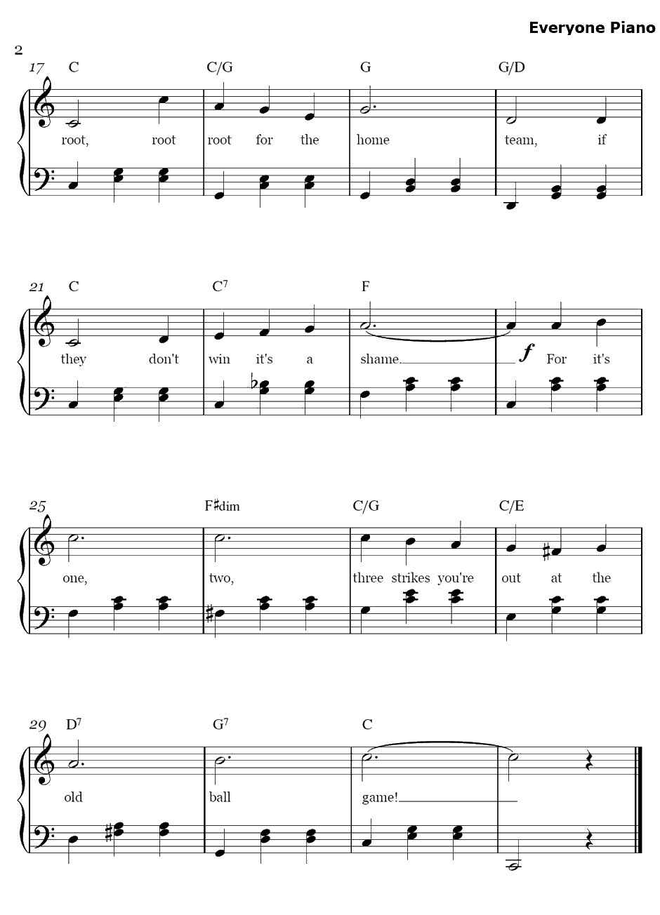 Take Me Out to the Ball Game钢琴谱-AlbertVonTilzer2