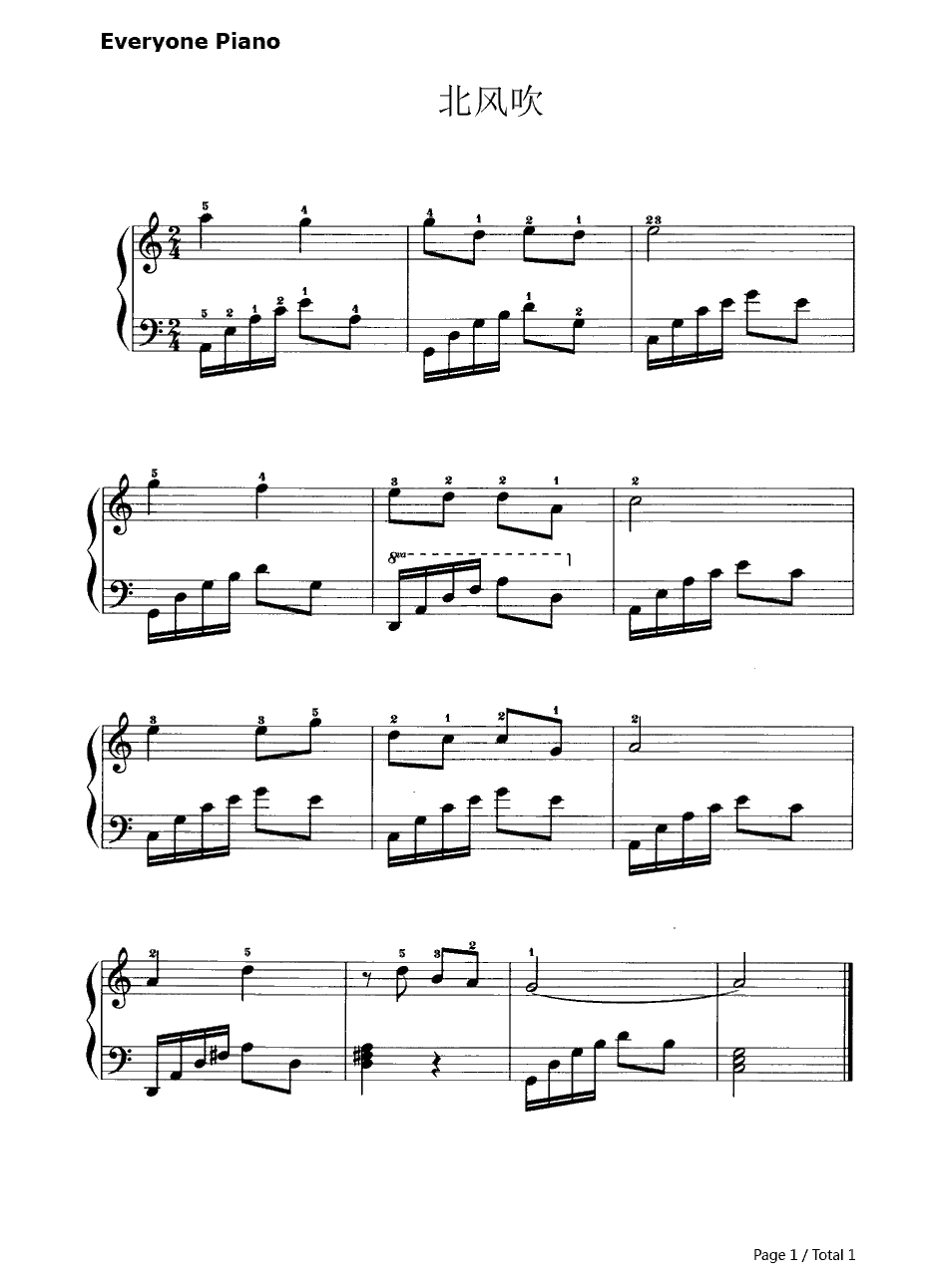 北风吹钢琴谱-马可1