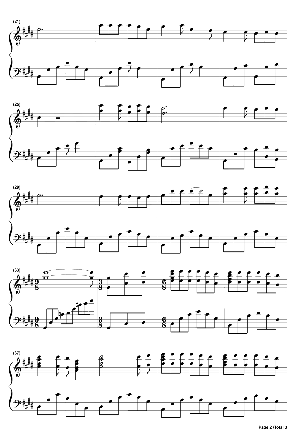 单身情歌钢琴谱--林志炫2