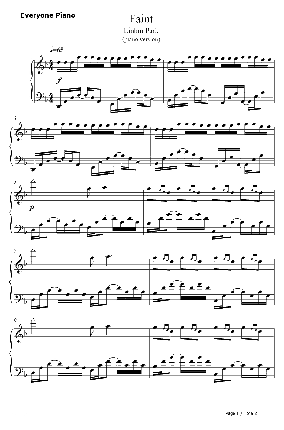 Faint钢琴谱-LinkinPark1