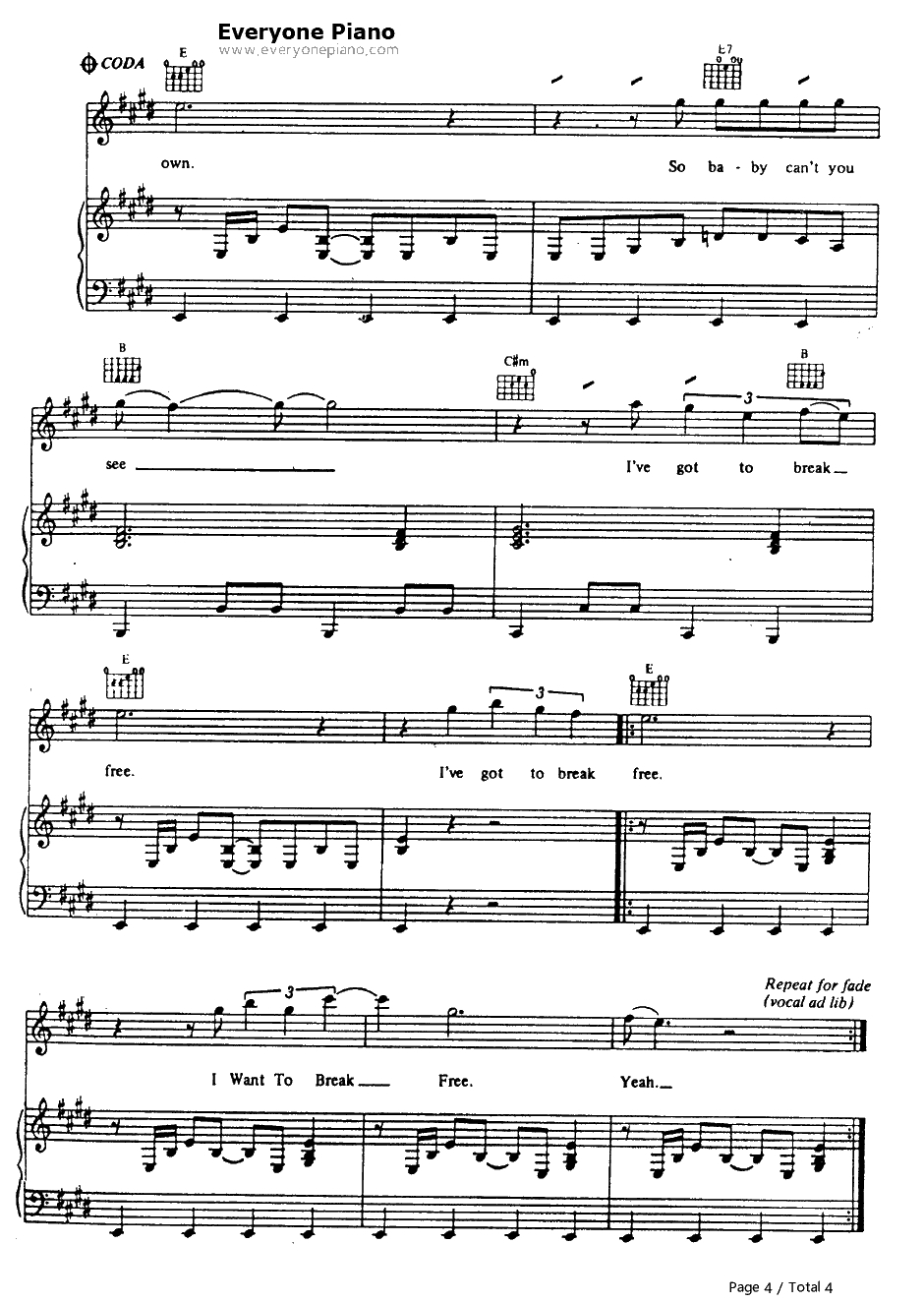 I Want to Break Free钢琴谱-Queen4