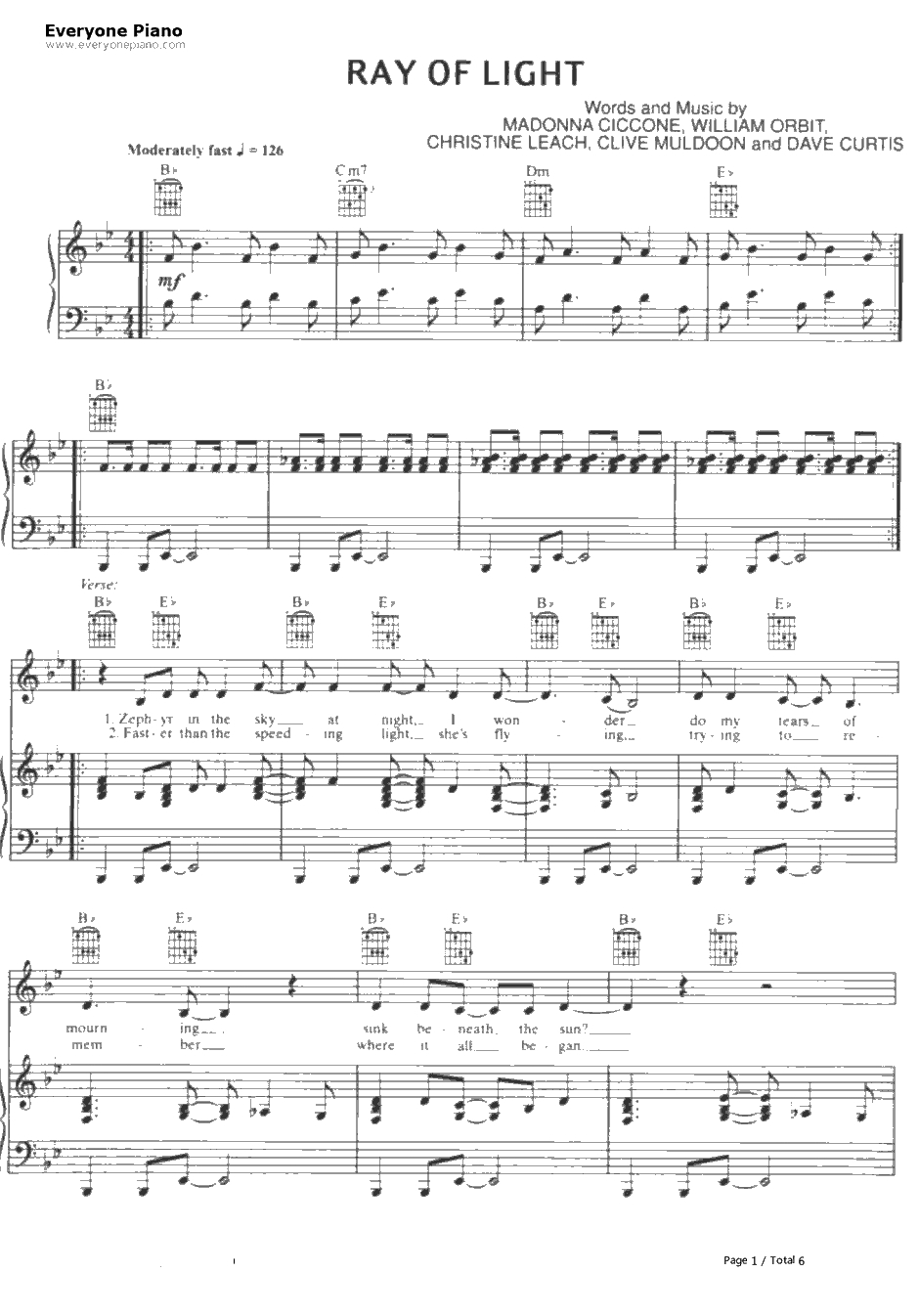 Ray of Light钢琴谱-Madonna1