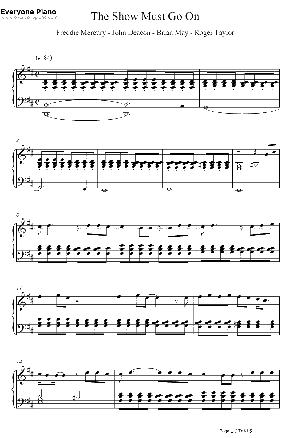 The Show Must Go On钢琴谱-Queen1