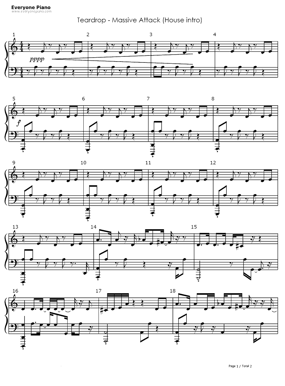 Teardrop钢琴谱-MassiveAttack1