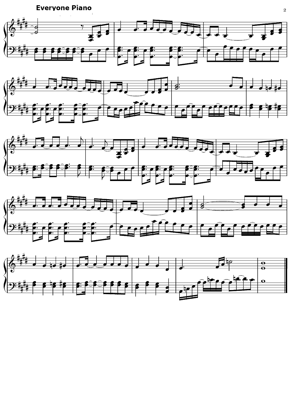 みずいろ钢琴谱-笹子（远藤绫）-白熊咖啡馆ED32