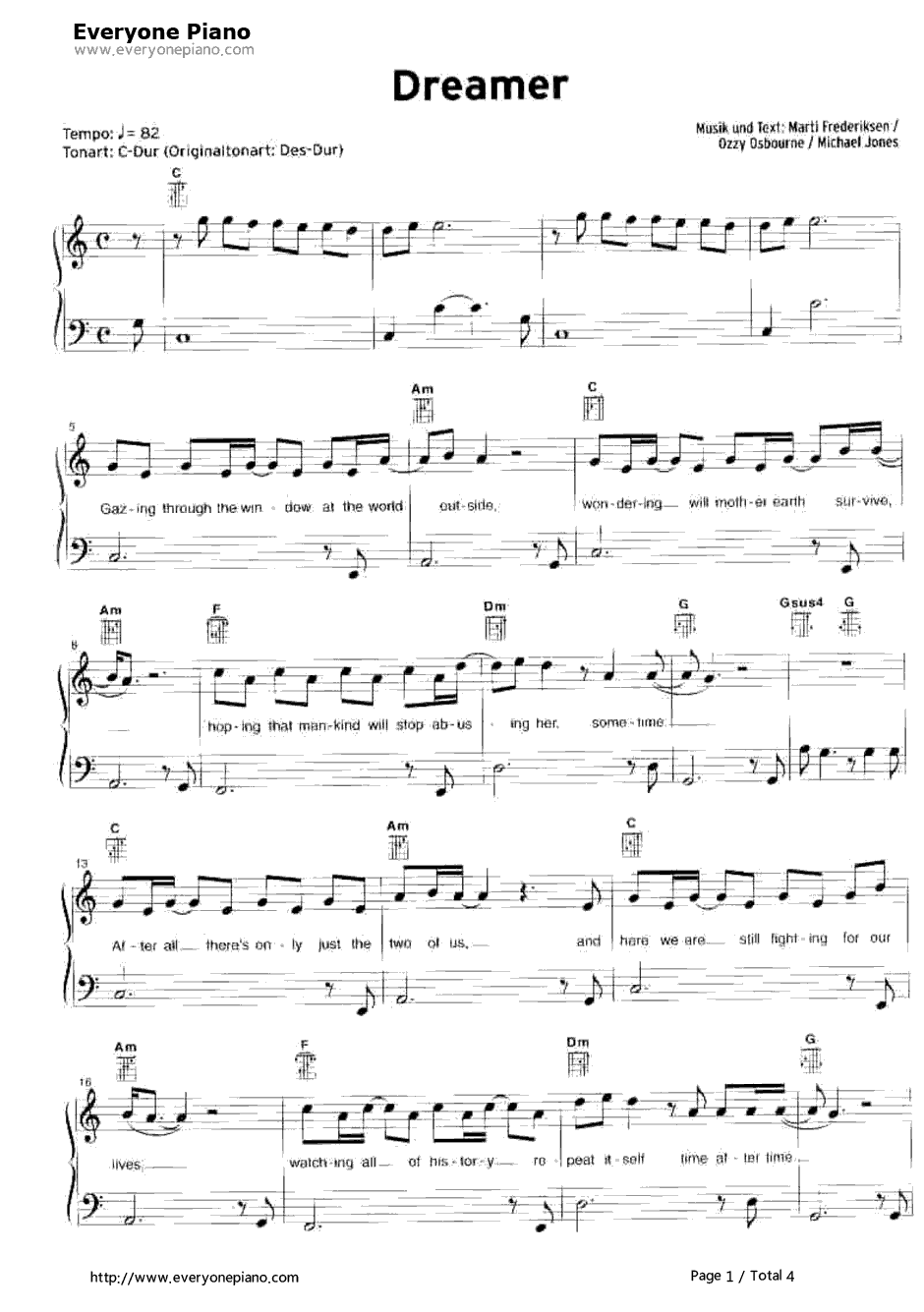 Dreamer钢琴谱-OzzyOsbourne1