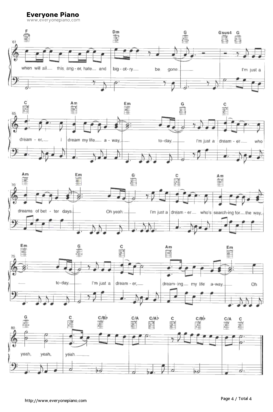 Dreamer钢琴谱-OzzyOsbourne4