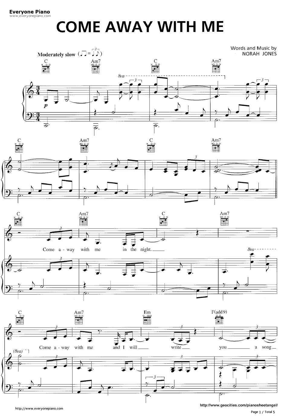 Come Away with Me钢琴谱-NorahJones1