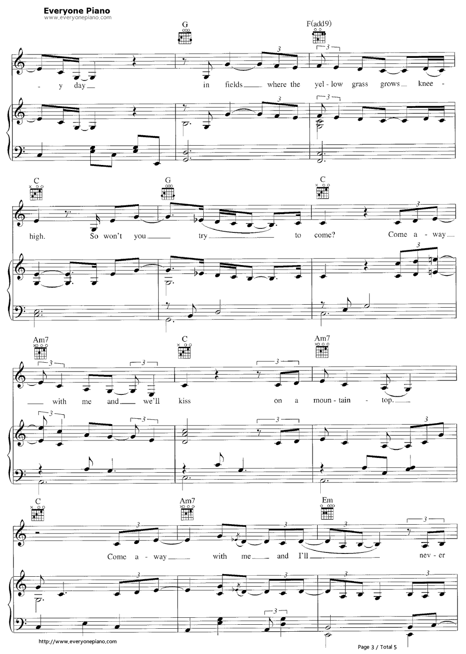 Come Away with Me钢琴谱-NorahJones3