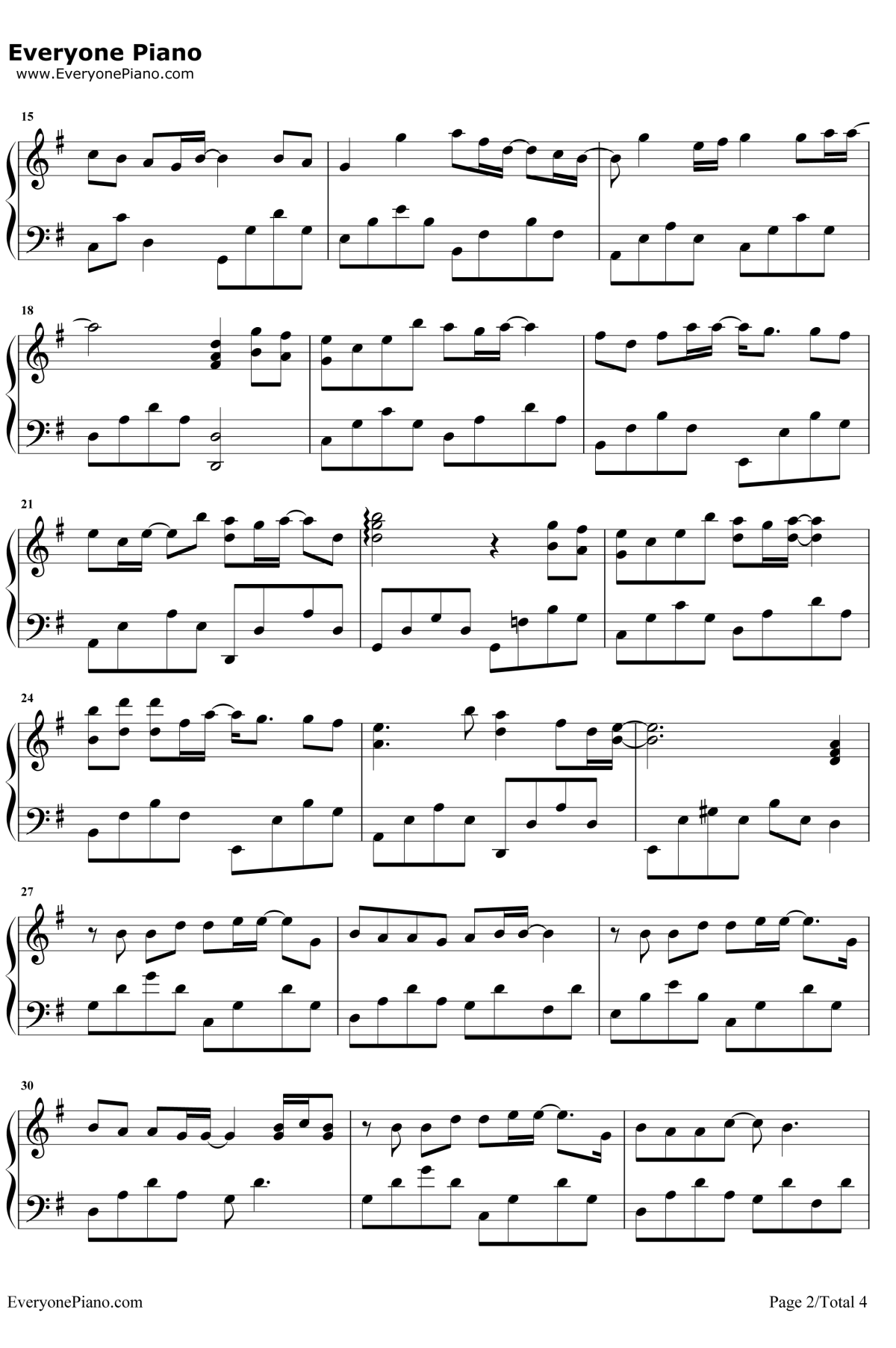 多想留在你身边钢琴谱-刘增瞳2