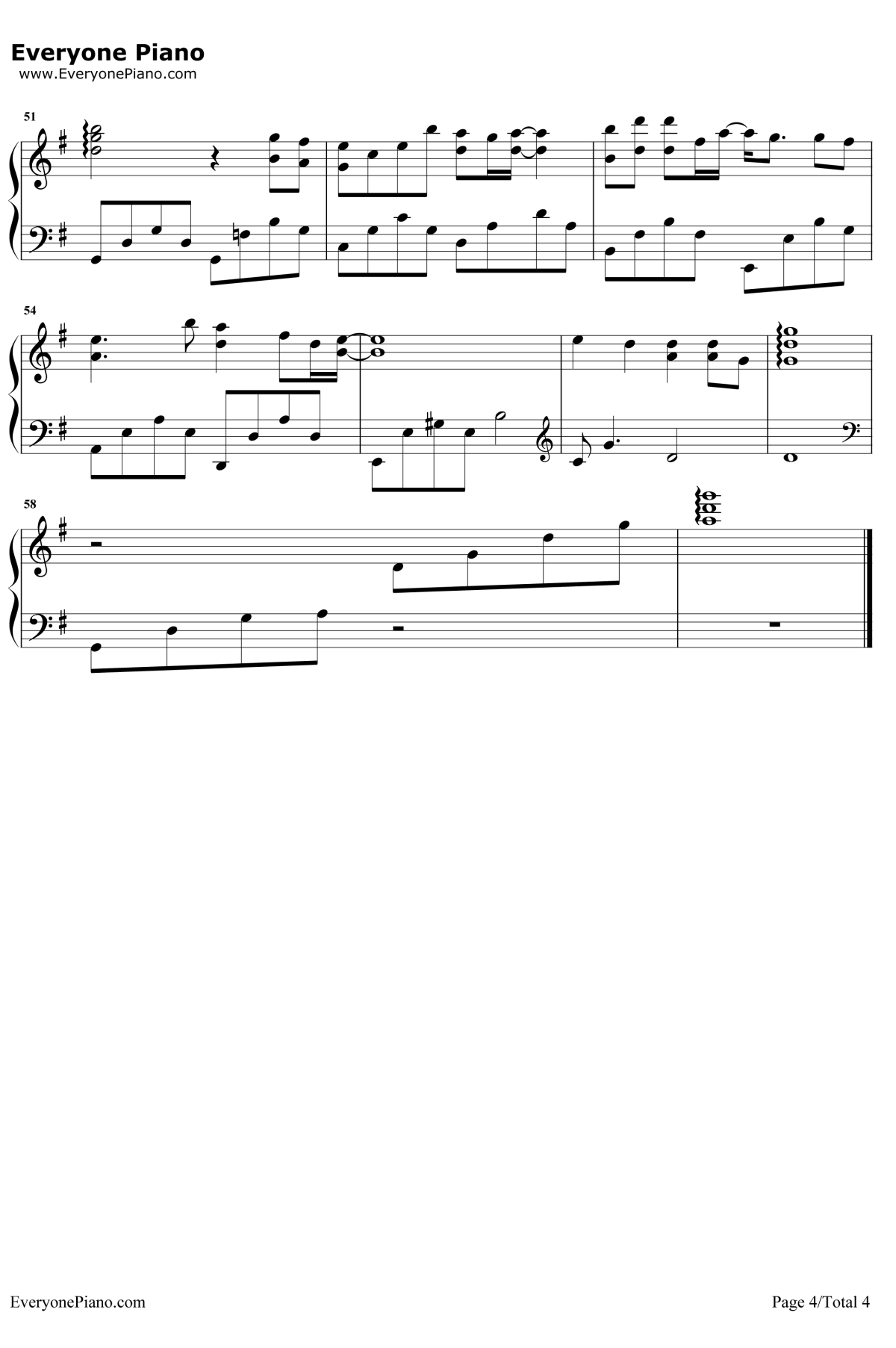 多想留在你身边钢琴谱-刘增瞳4