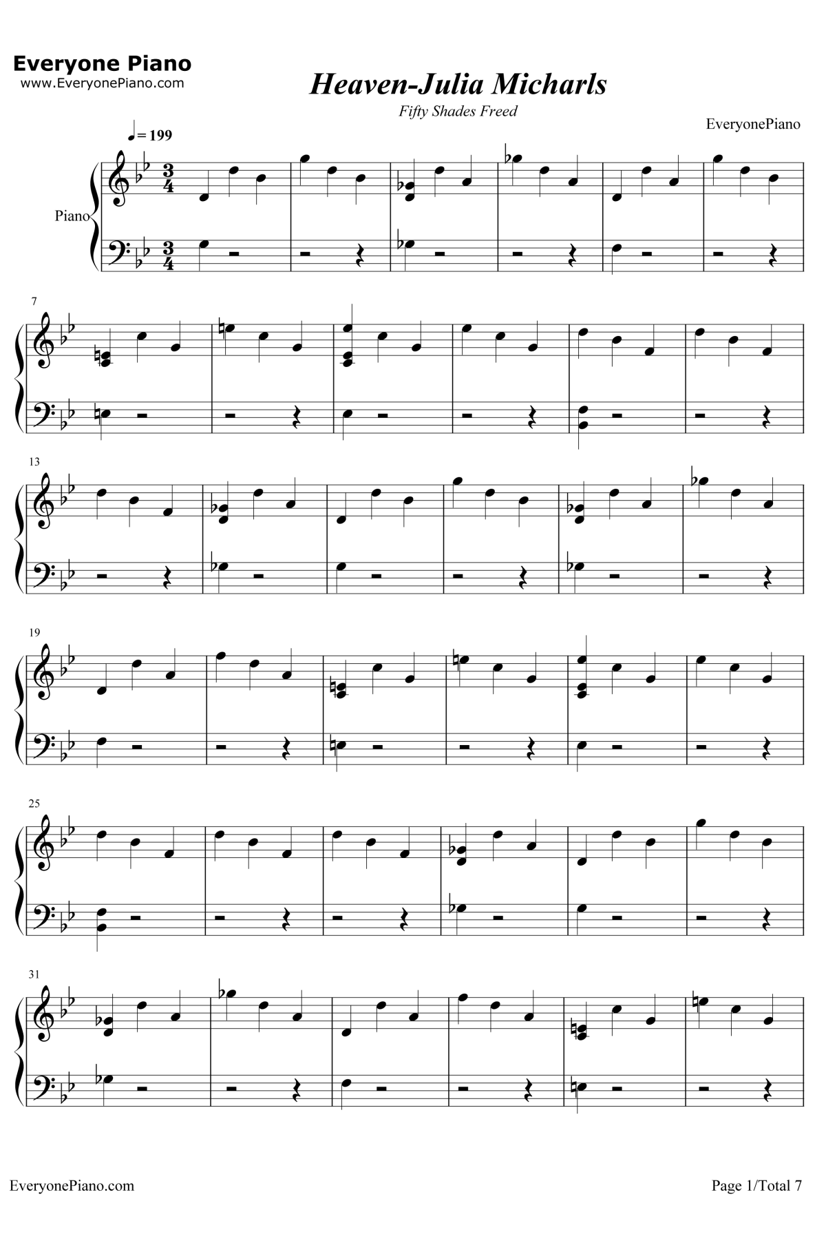 Heaven钢琴谱-Julia Michaels1