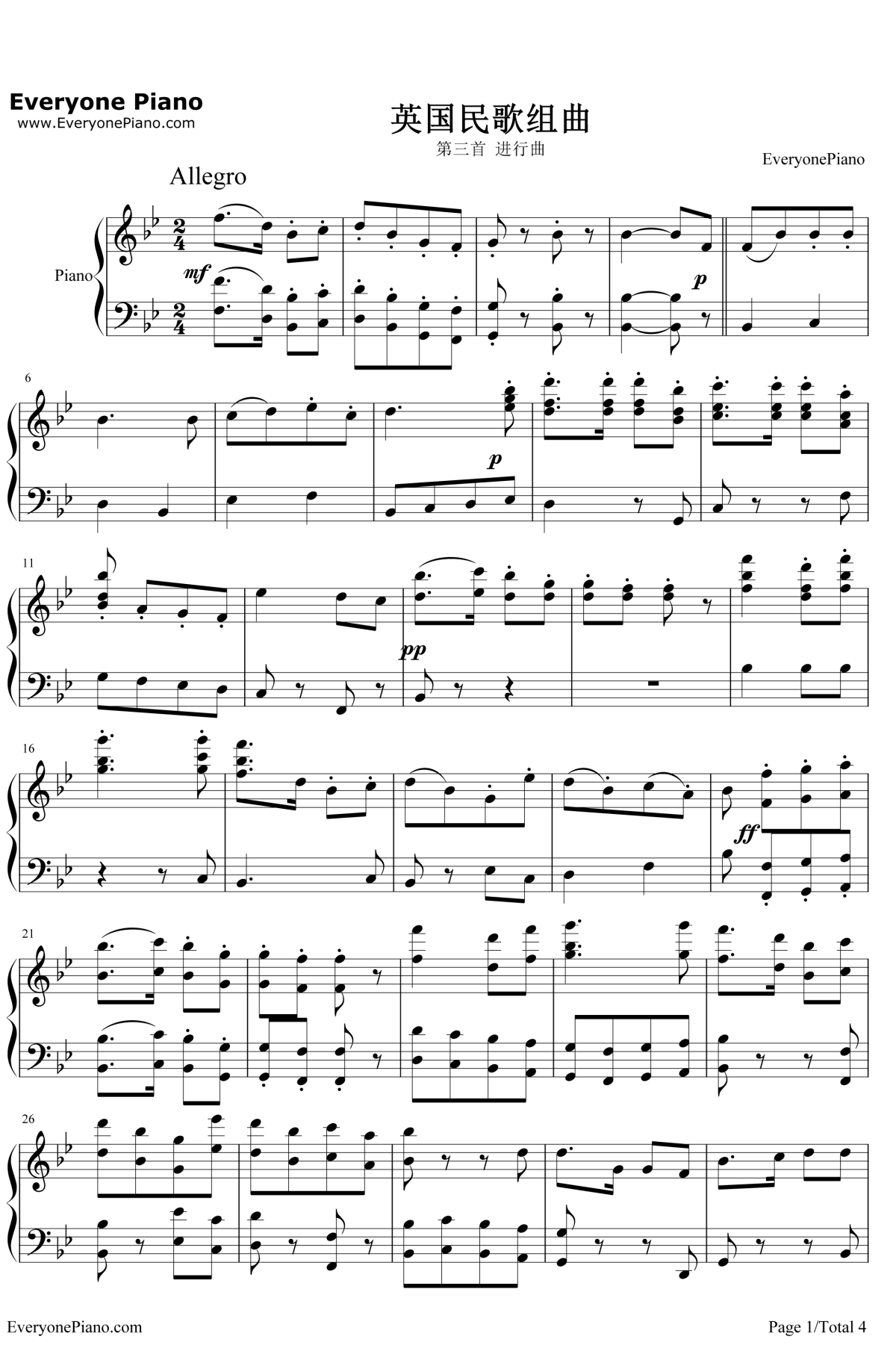 英国民歌组曲钢琴谱-沃恩·威廉斯1