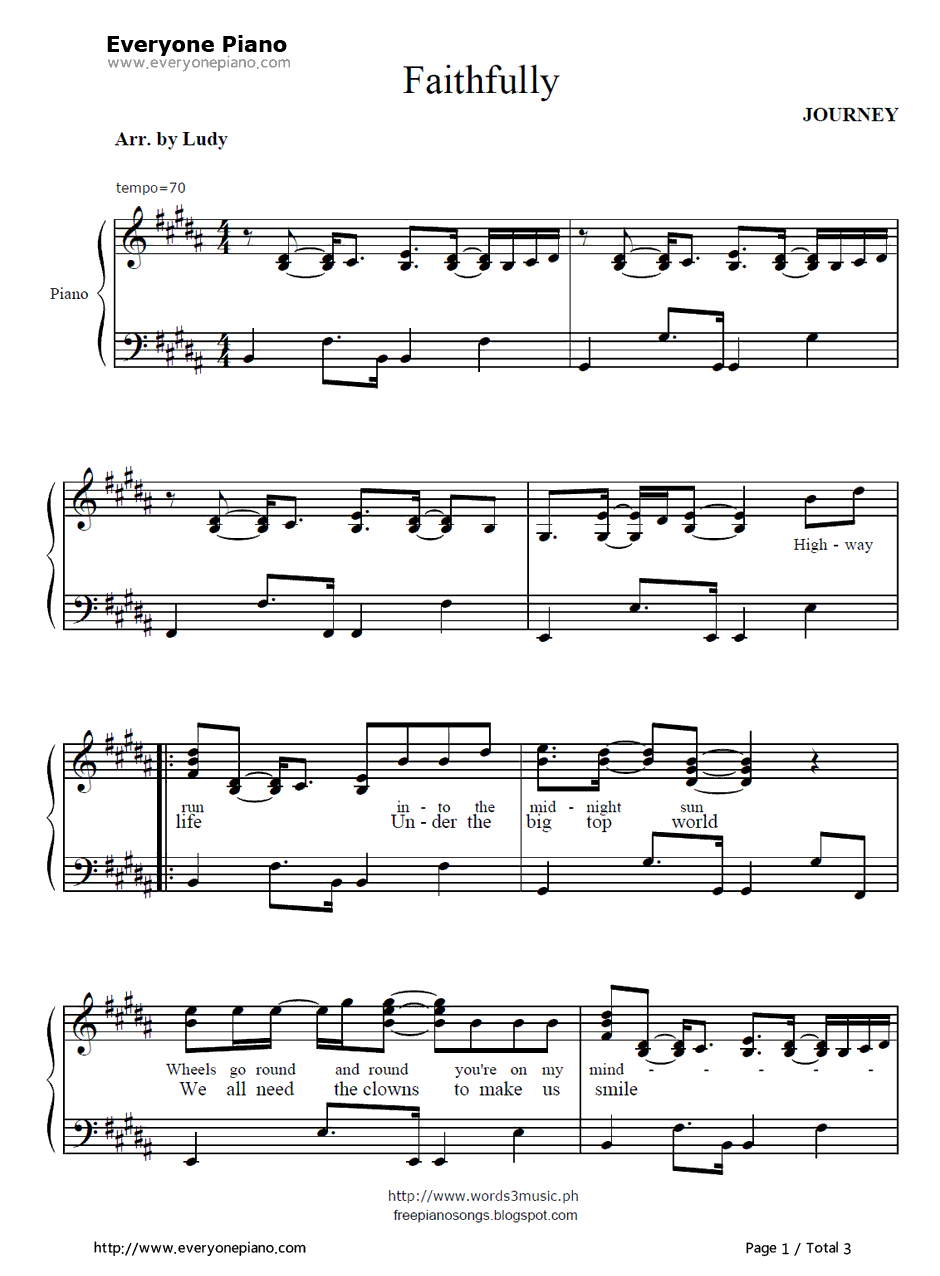 Faithfully钢琴谱-Journey　　1