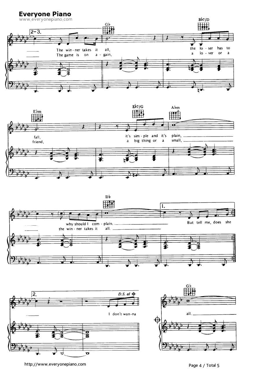 The Winner Takes It All钢琴谱-ABBA4