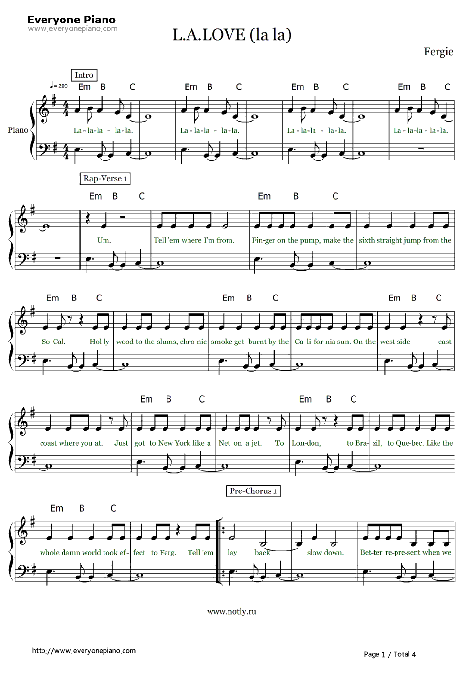 L.A.Love(LaLa)钢琴谱-Fergie1