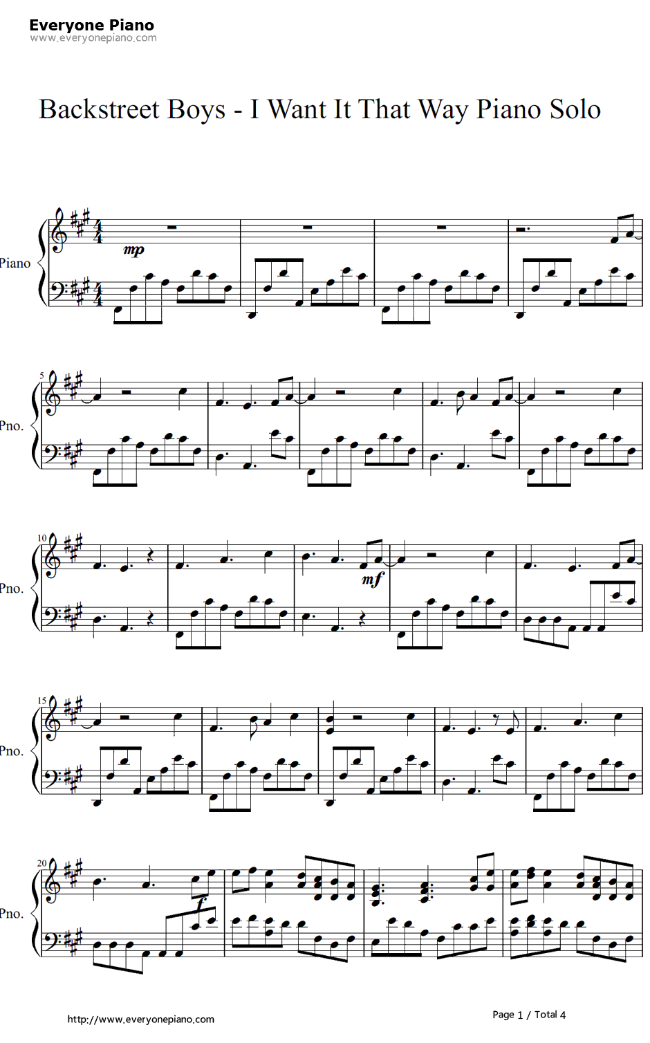 I Want It That Way钢琴谱-BackstreetBoys后街男孩1